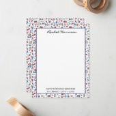 Name, Happy Birthday America Patriotic Flat ノートカード (正面/裏面インサイチュ)