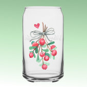 Name, Holiday Watercolor Mistletoe & Berries 16oz ガラス缶