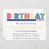 Name In Lightsバースデーパーティ招待状(Blue) 招待状 (正面/裏面)