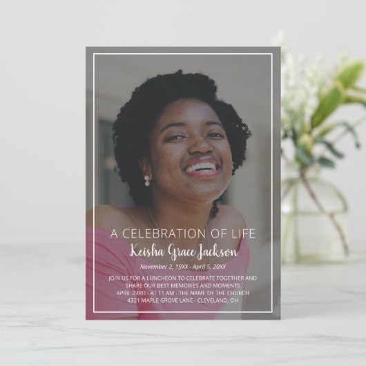 Name In Script Photo Lifeお祝い 招待状 (スタンド正面)