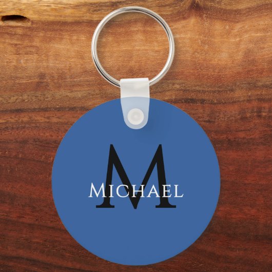 Name Initial Blue Personalized Groomsmen Favor キーホルダー (裏面)