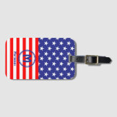Name-Initial, Stars & Stripes Flag Motif ラゲッジタグ (正面横)