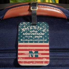 Name-Initial, Vintage Stars & Stripes Flag Motif ラゲッジタグ