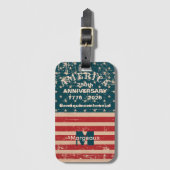 Name-Initial, Vintage Stars & Stripes Flag Motif ラゲッジタグ (正面縦)