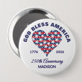 Name, Large 4-in God Bless America Heart Stars 缶バッジ (正面&裏面)