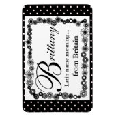 Name Meaning Magnet, Brittany Black水玉模様 マグネット (縦)