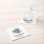 Name, Merry Christmas Red and Green スクエアペーパーコースター (インサイチュ)