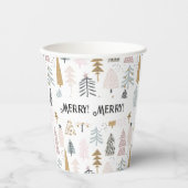 Name, Merry Merry Cute Illustrated Winter Trees 紙コップ (正面)