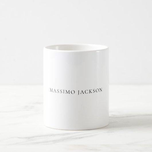Name Minimalist Modern Plain Simple Black White コーヒーマグカップ (中央)