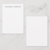 Name Minimalist Modern Plain Simple Black White ノートカード (正面/裏面)