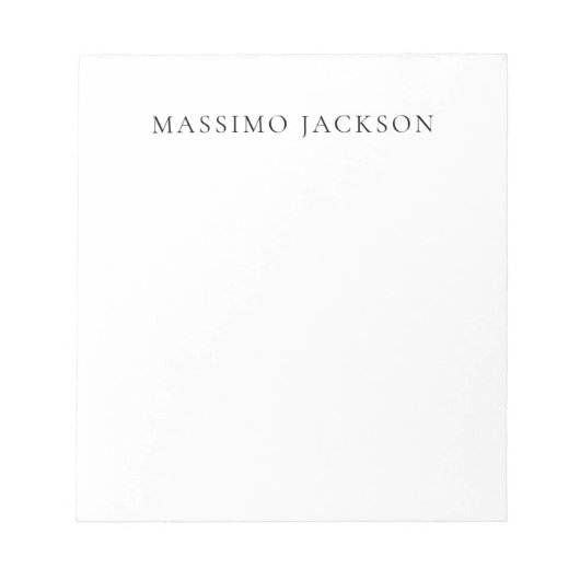 Name Minimalist Modern Plain Simple Black White ノートパッド (正面)