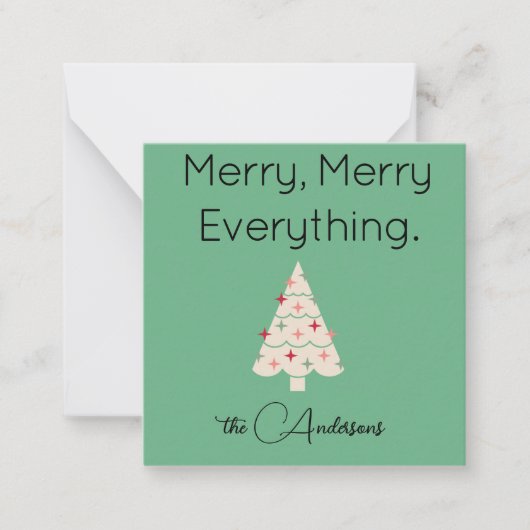 Name || Modern Merry Mini Christmas Flat Note Card ノートカード (正面)