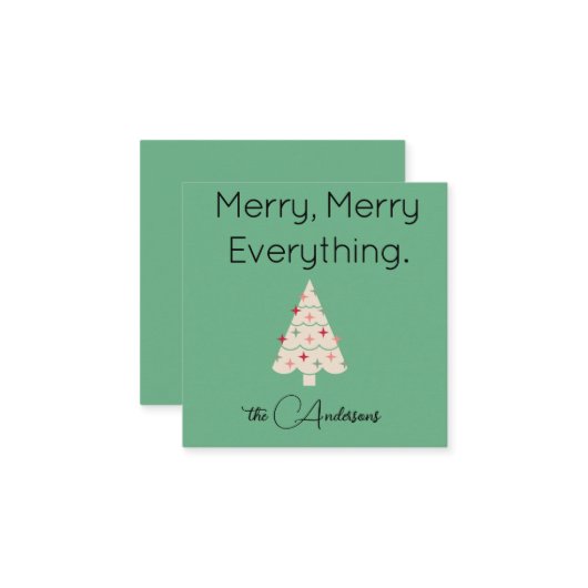 Name || Modern Merry Mini Christmas Flat Note Card ノートカード (正面/裏面インサイチュ)