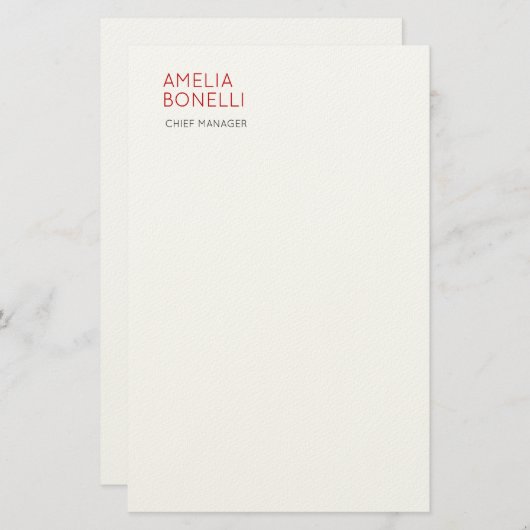 Name Modern Minimalist Professional Plain Casual 便箋 (正面/裏面)