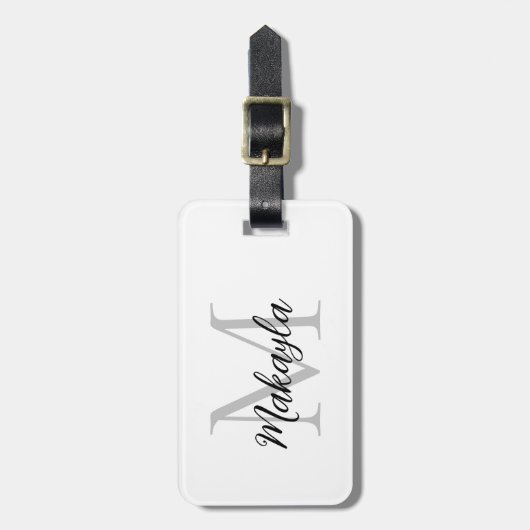 Name Monogram Elegant Script ラゲッジタグ (正面縦)