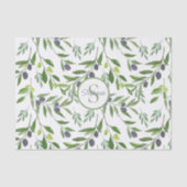 Name Monogram French Country Olive Pattern 薄葉紙 (正面)