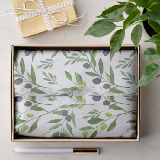 Name Monogram French Country Olive Pattern 薄葉紙 (ギフト)