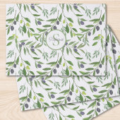 Name Monogram French Country Olive Pattern 薄葉紙