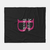 Name & Monogram on Black フリースブランケット (正面(横))