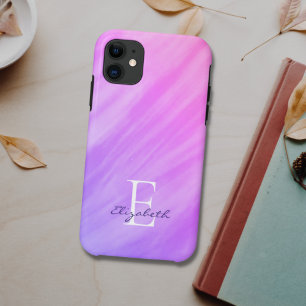 Name Monogram Purple iPhone 11 ケース