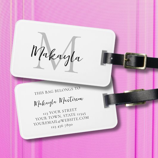 Name Monogram Stylish Script  ラゲッジタグ