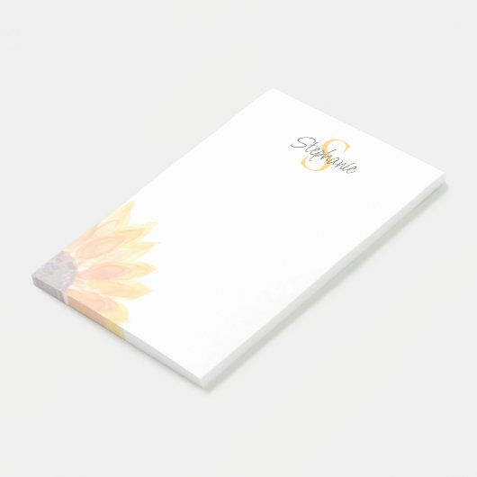 Name Monogram Sunflower ポストイット (アングル)