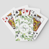 Name Monogram Watercolor Olive Pattern トランプ (裏面)