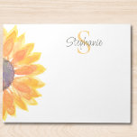 Name Monogram Watercolor Sunflower ノートパッド<br><div class="desc">This floral personalized notepad features a yellow watercolor sunflower.
Easily customizable with your name and monogram.
Original Watercolor © Michele Davies.</div>