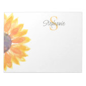 Name Monogram Watercolor Sunflower ノートパッド (正面)