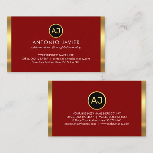 Name Monogram With Gold Frame 名刺 (正面/裏面)