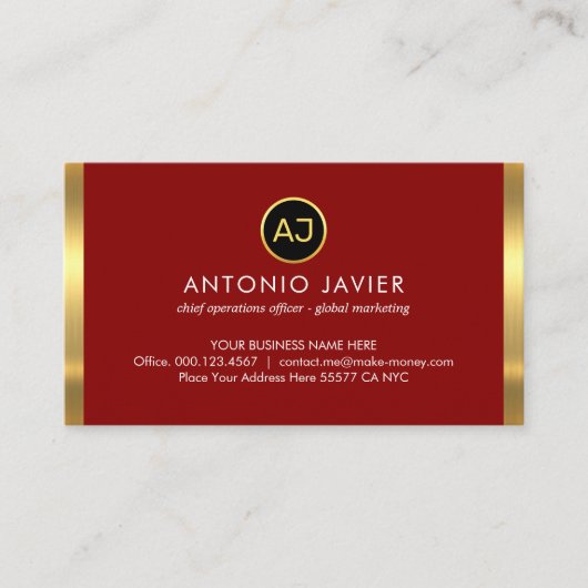 Name Monogram With Gold Frame 名刺 (正面)