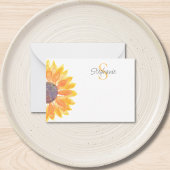 Name Monogram Yellow Sunflower  ノートカード