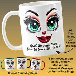 Name Motivation Grace, Fabulous Eyes Funny Face コーヒーマグカップ