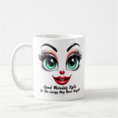 Name Motivation Kylie Fabulous Eyes Funny Face コーヒーマグカップ (左)