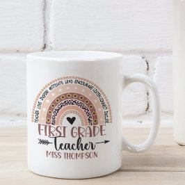 Name of 1st grade teacher, Cute Rainbow コーヒーマグカップ