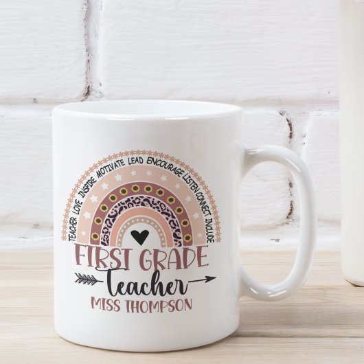 Name of 1st grade teacher, Cute Rainbow コーヒーマグカップ