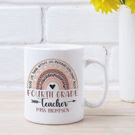 Name of 4Th grade teacher, Cute Rainbow コーヒーマグカップ