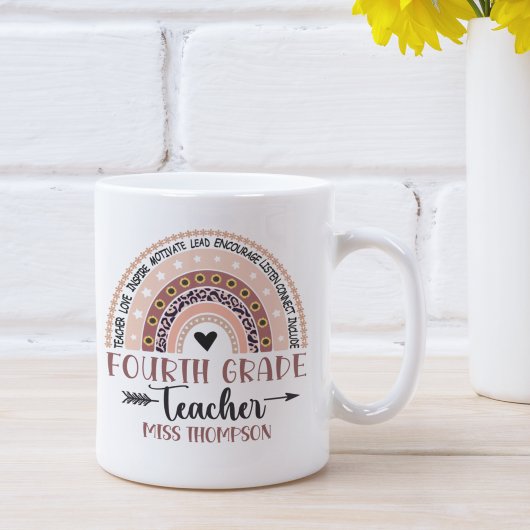Name of 4Th grade teacher, Cute Rainbow コーヒーマグカップ