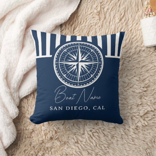 Name of your boat Nautical Compass クッション (ブランケット)