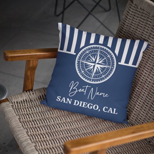 Name of your boat Nautical Compass クッション
