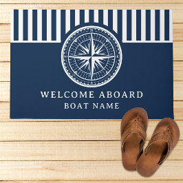 Name of your Boat Nautical Compass ドアマット