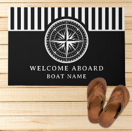 Name of your Boat Nautical Compass ドアマット