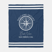 Name of your Boat Nautical Navy blue フリースブランケット (正面)