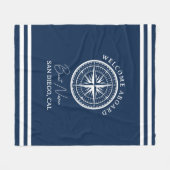 Name of your Boat Nautical Navy blue フリースブランケット (正面(横))