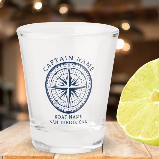Name of your boat Nautical Vintage Compass ショットグラス