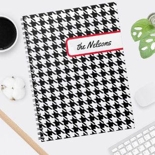 Name on Faux Tab Classic Houndstooth ノートブック
