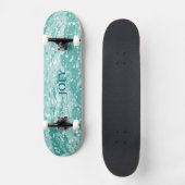 Name or Initials Teal Paint Splotches Skateboard スケートボード (正面)