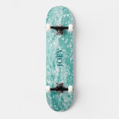 Name or Initials Teal Paint Splotches Skateboard スケートボード (正面)