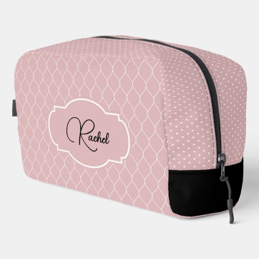 Name || Pale Blush Pink Stylish Trellis Pattern ドップキット (右コーナー)