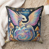 Name, Pastel Baby Dragon Pink Blue on Dark クッション (ブランケット)